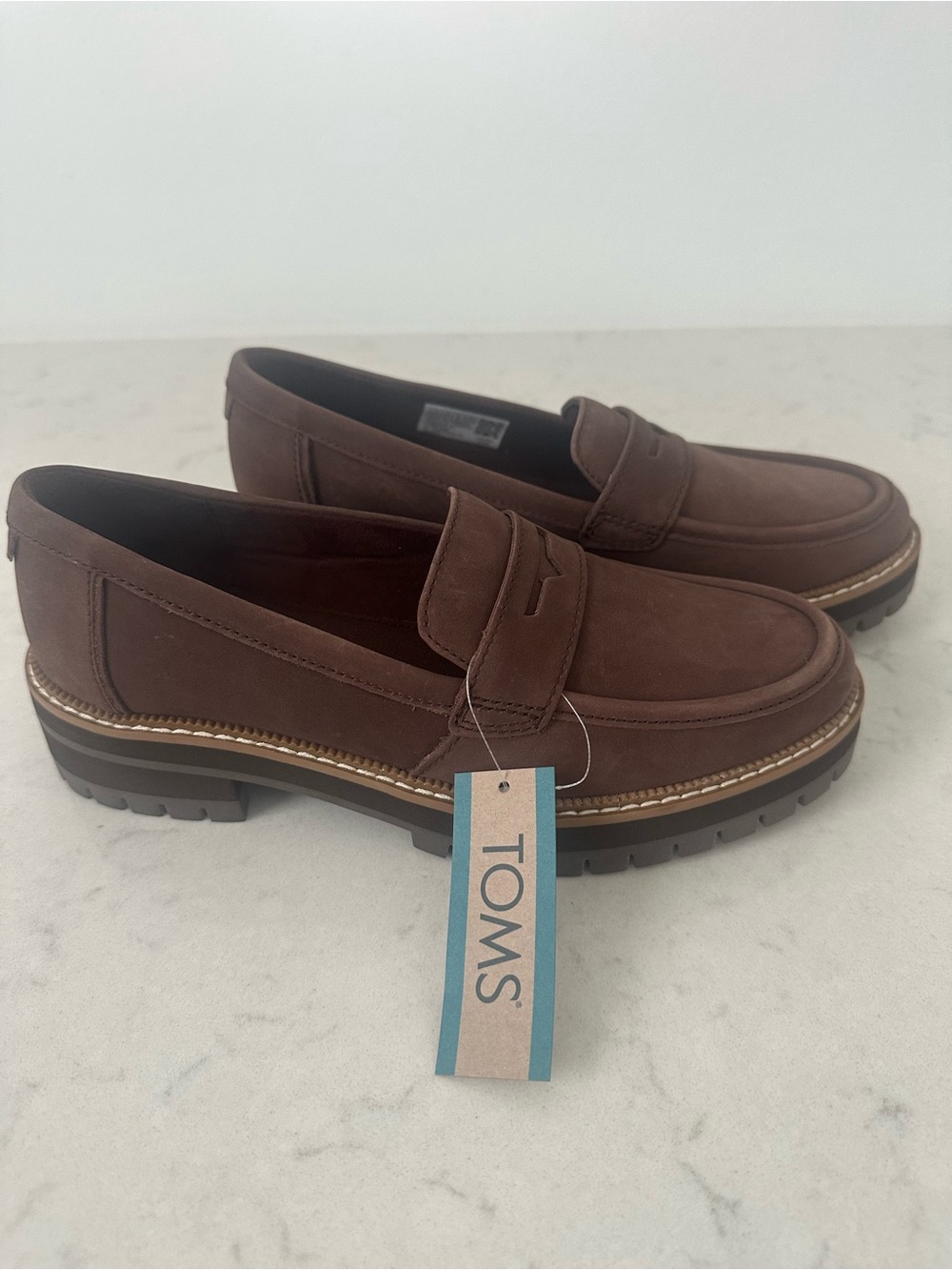 Tom’s Cara Loafers in Oak Brown Leather - Picture 8 of 11